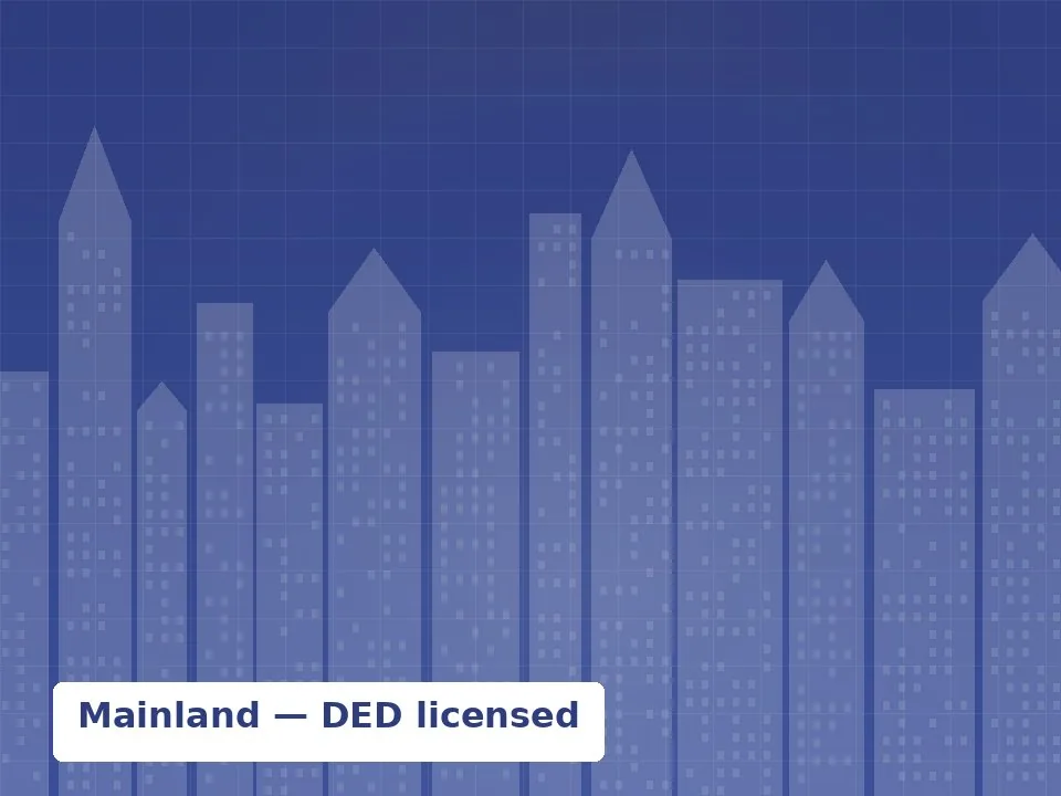 Dubai business district skyline representing mainland company formation and DED trade licensing