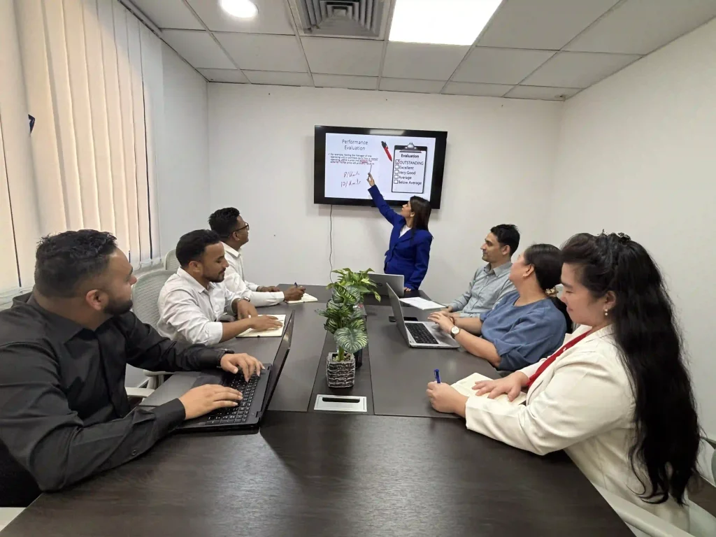 A client meeting at the AONE BIZ Dubai office