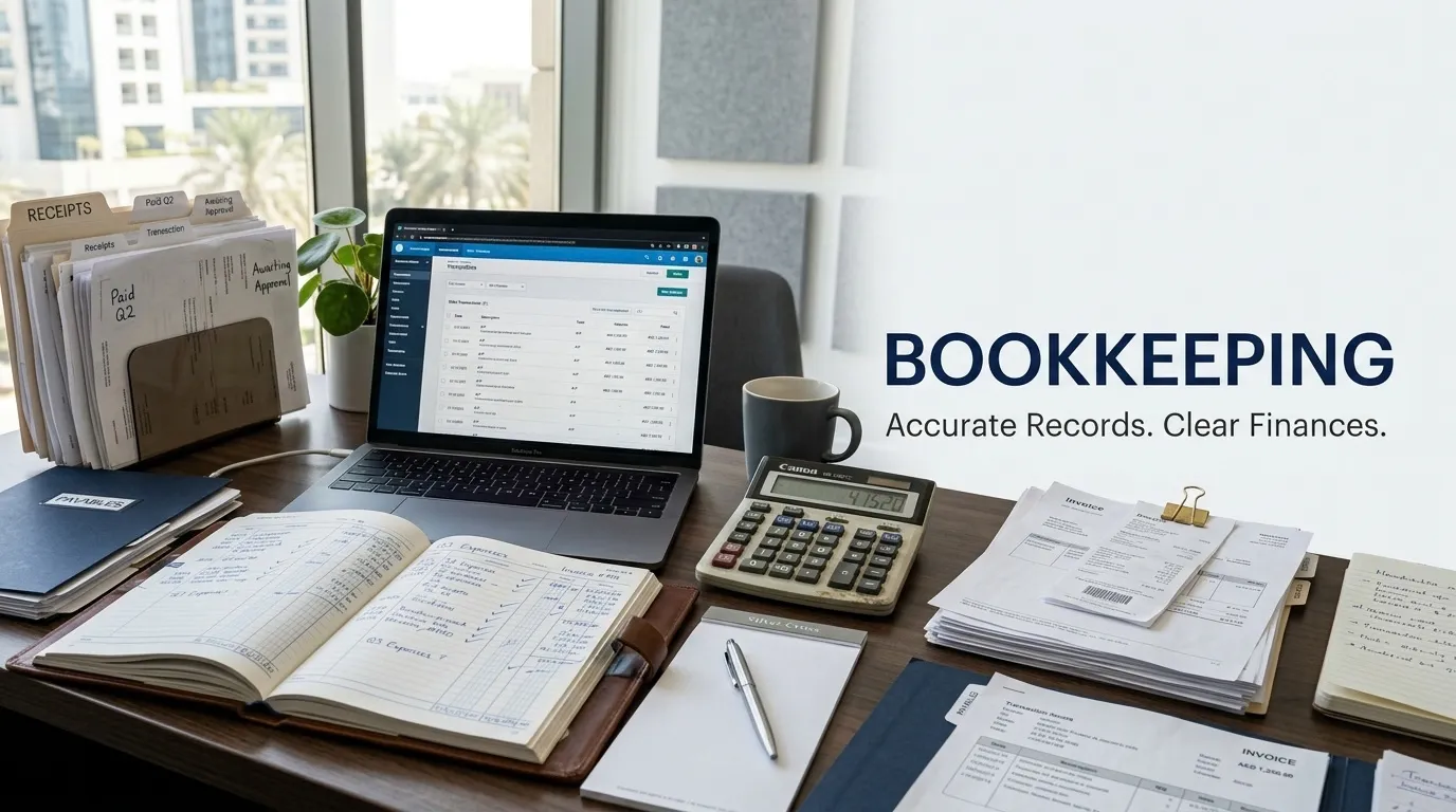 Bookkeeping services in Dubai - monthly records maintained to support VAT and corporate tax filing