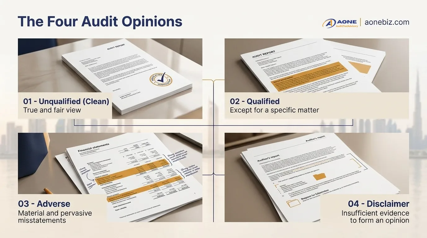 The four audit opinions explained - unqualified or clean, qualified, adverse, and disclaimer of opinion