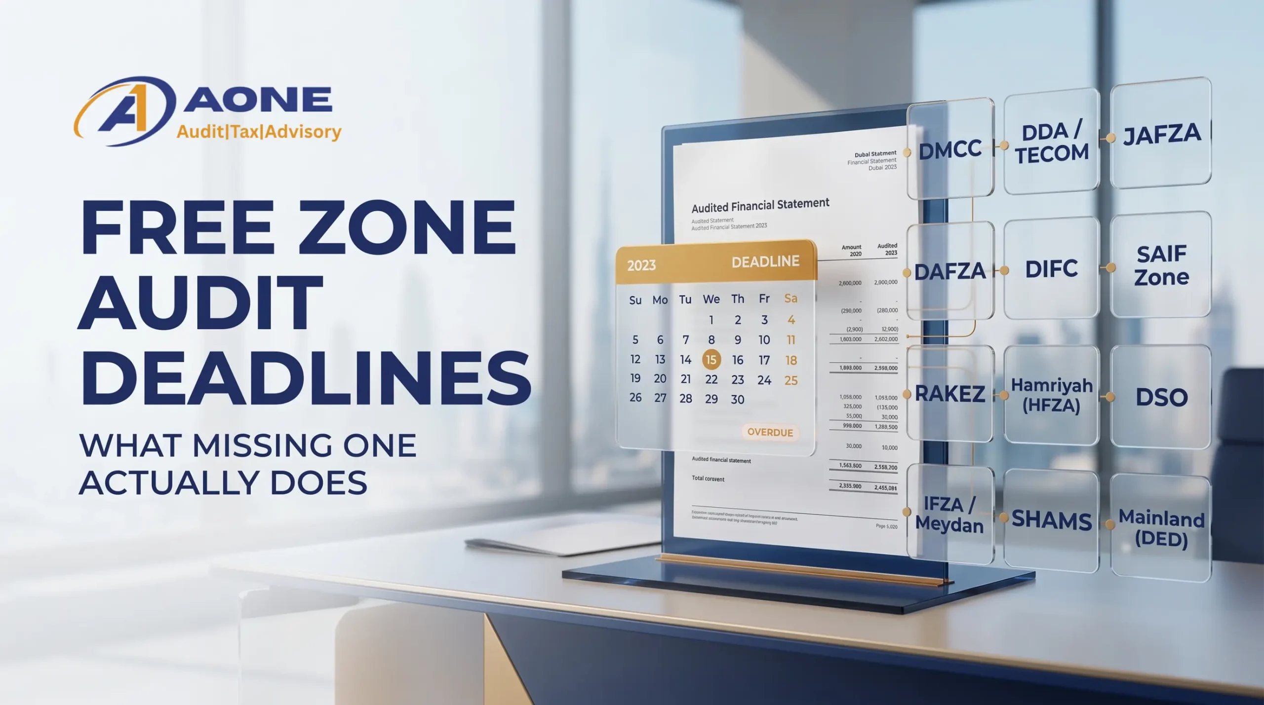 Free zone audit deadlines across the UAE, counting backwards from your financial year end